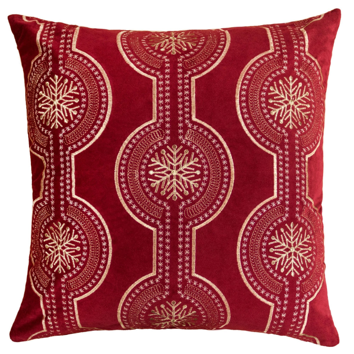 Red Velvet Snowflake Embroidered Pillow with Insert 20x20