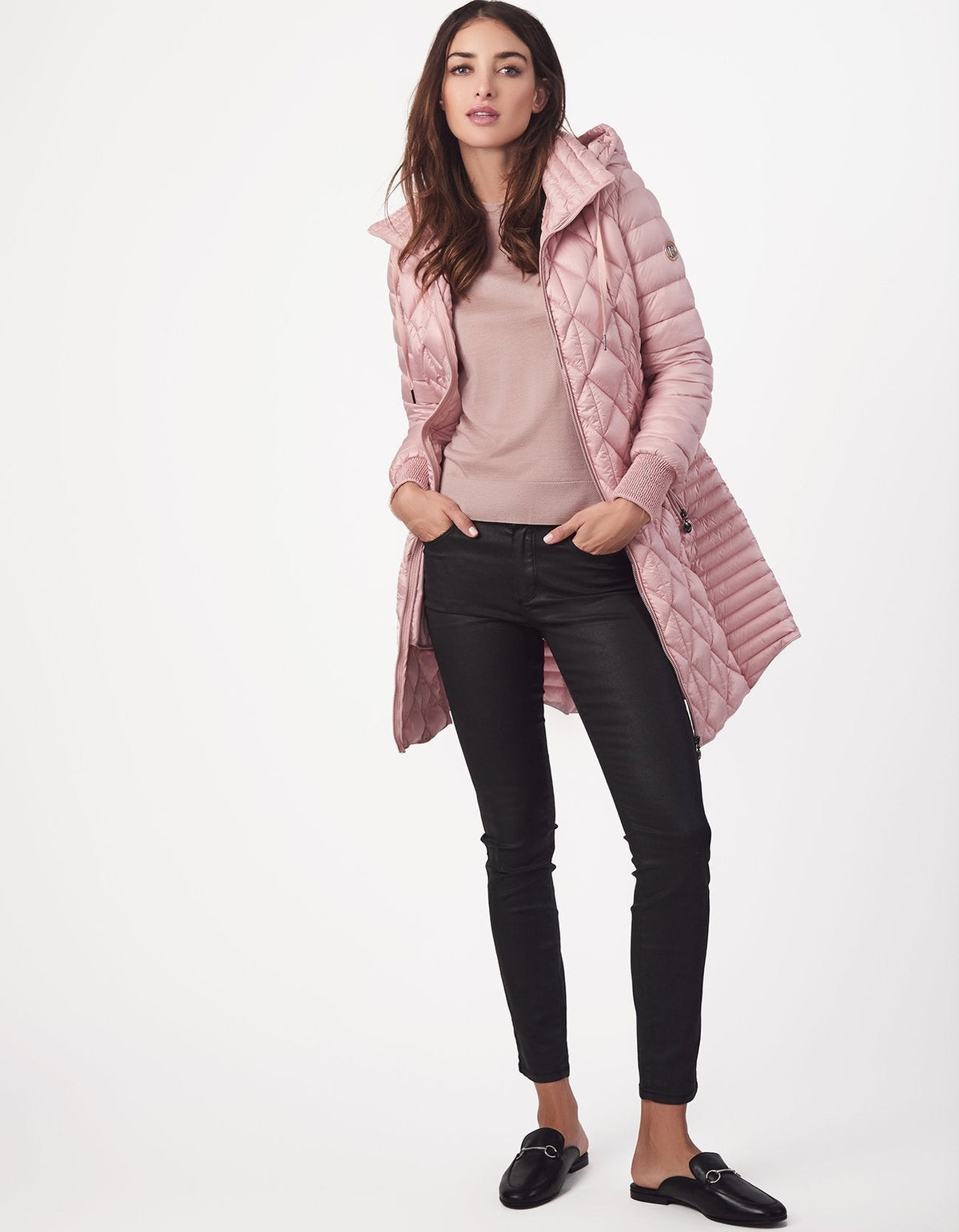Bernardo Women's Packable Hooded Puffer Coat - Pink, Size Medium