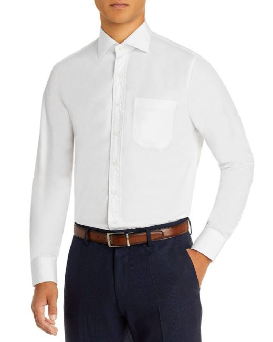 Sid Mashburn Men's End On End Stripe Regular Fit Dress Shirt White Size 16.5X34
