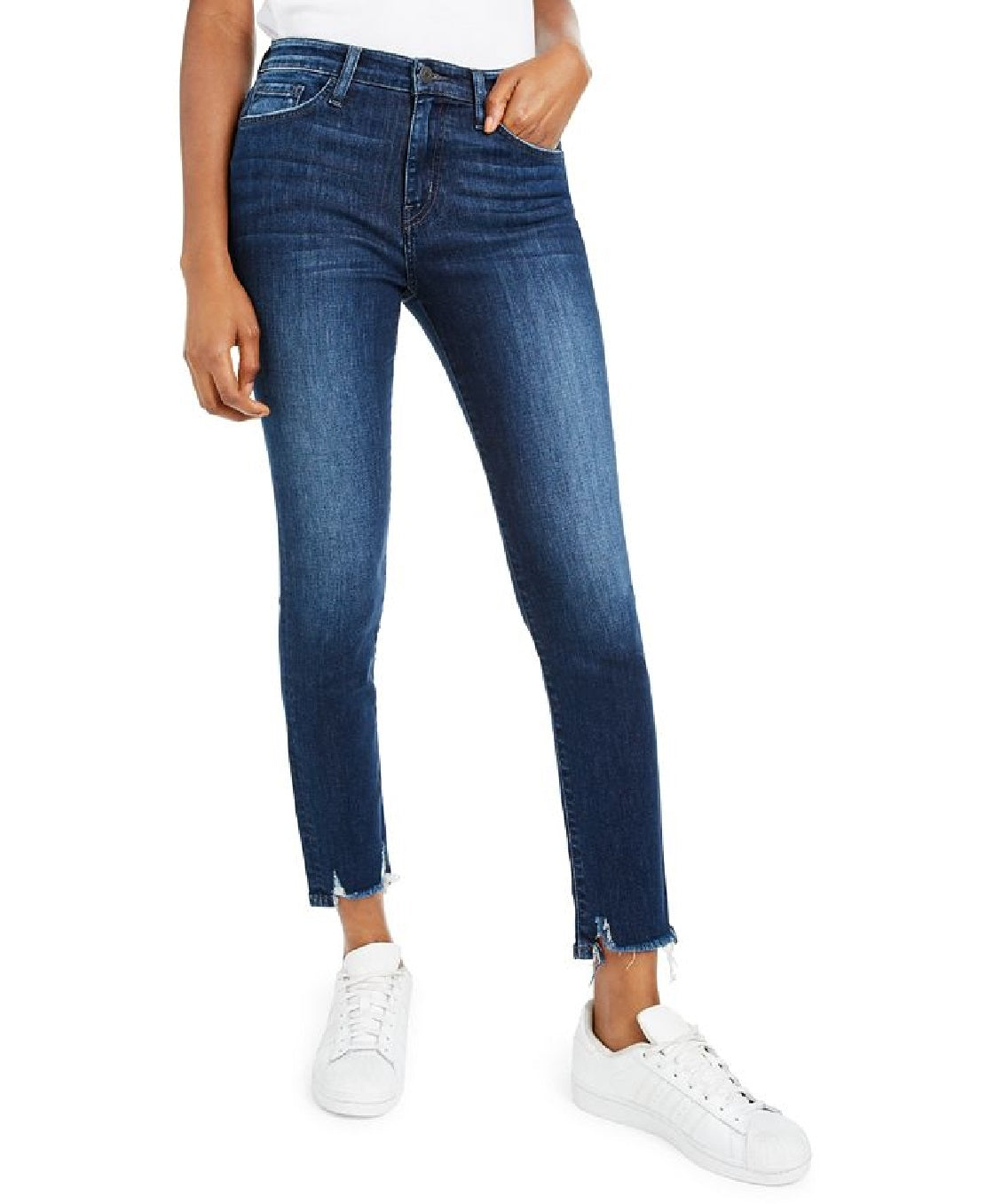 Flying Monkey Women's Cropped Frayed Skinny Jeans Blue Size 30