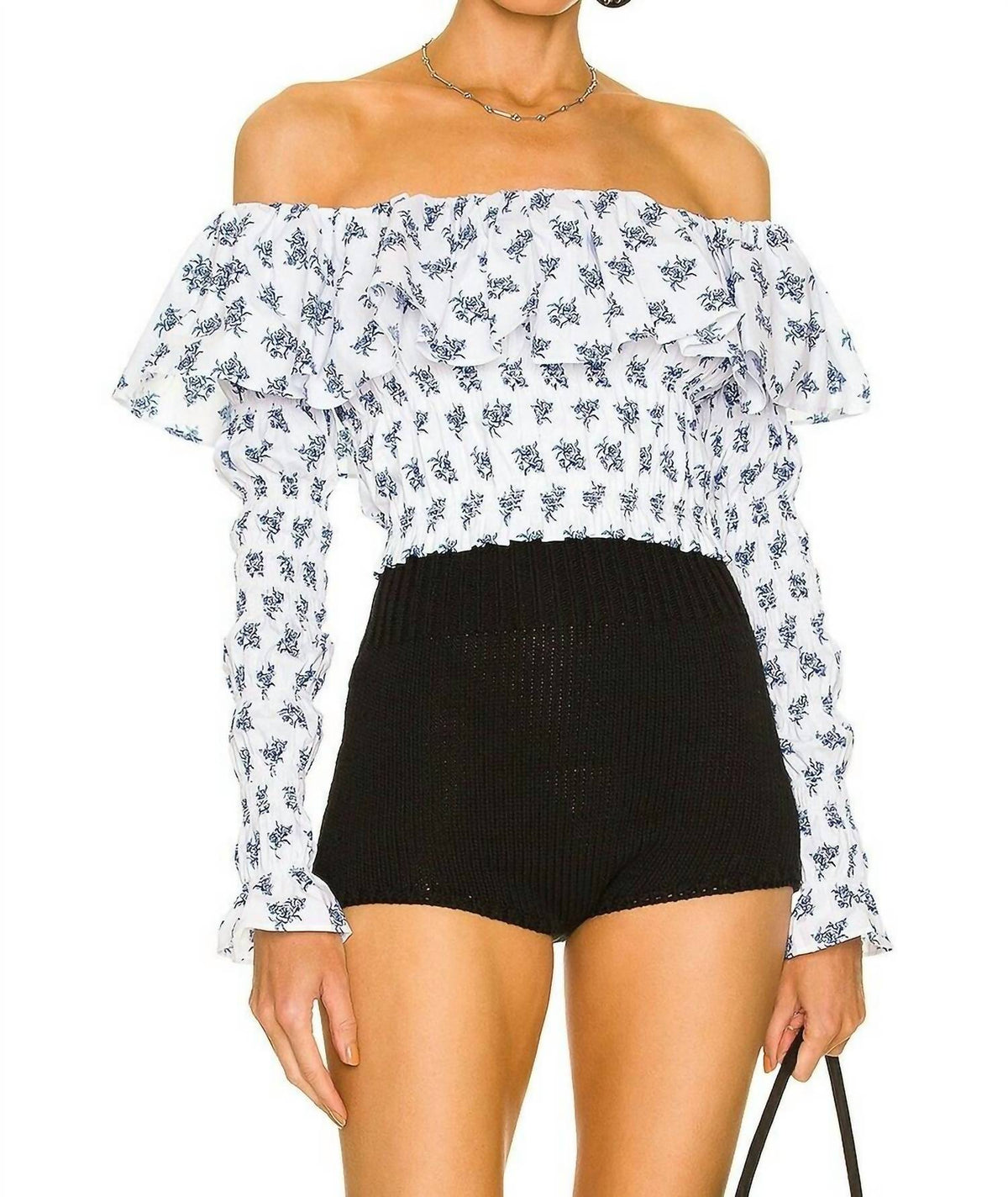 Caroline Constas - Floral Off Shoulder Long Sleeves Lydia Top