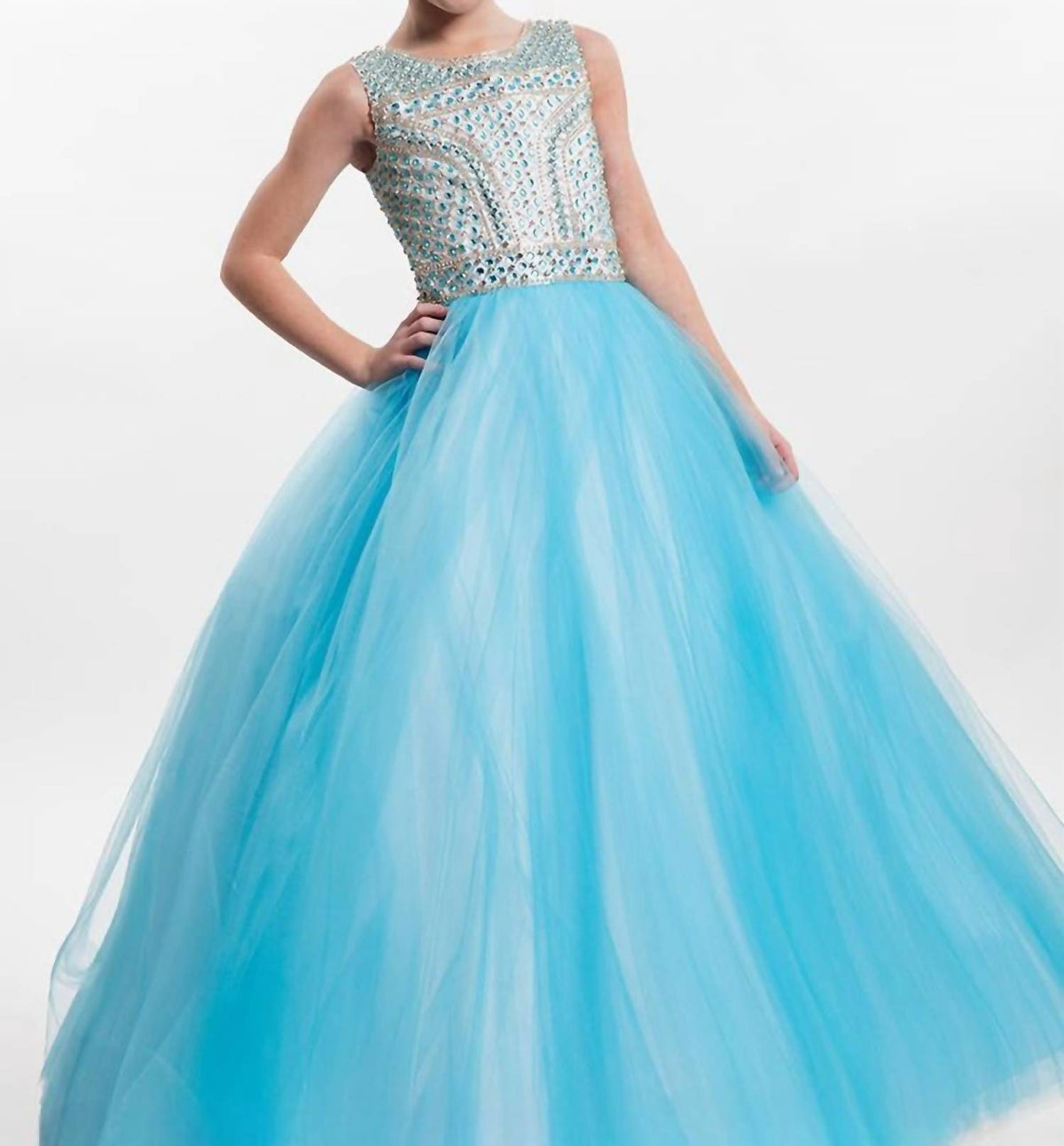 Rachel Allan - Crystal Embellished Soft Tulle Ball Gown