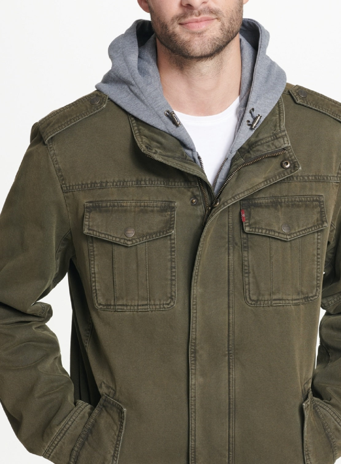 Levi's Men's Sherpa Lined Two Pocket Hooded Trucker Jacket Green Size Medium