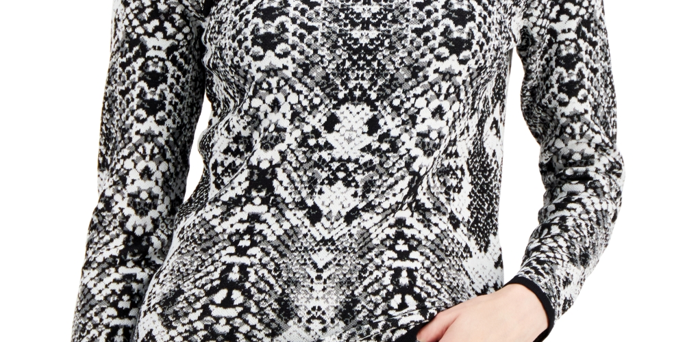 Fever Women's Jacquard Cut Out Sweater Black Size X-Large