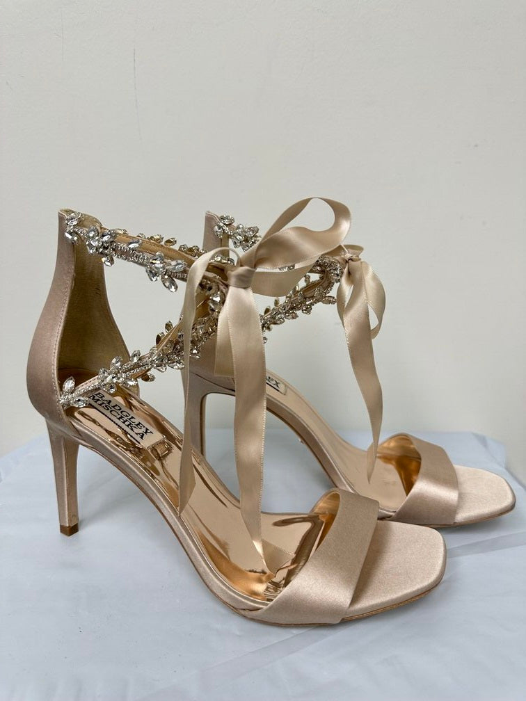 Badgley Mischka Women's Tracy Rhinestone Ribbon Heeled Sandals Pink Size 8 M