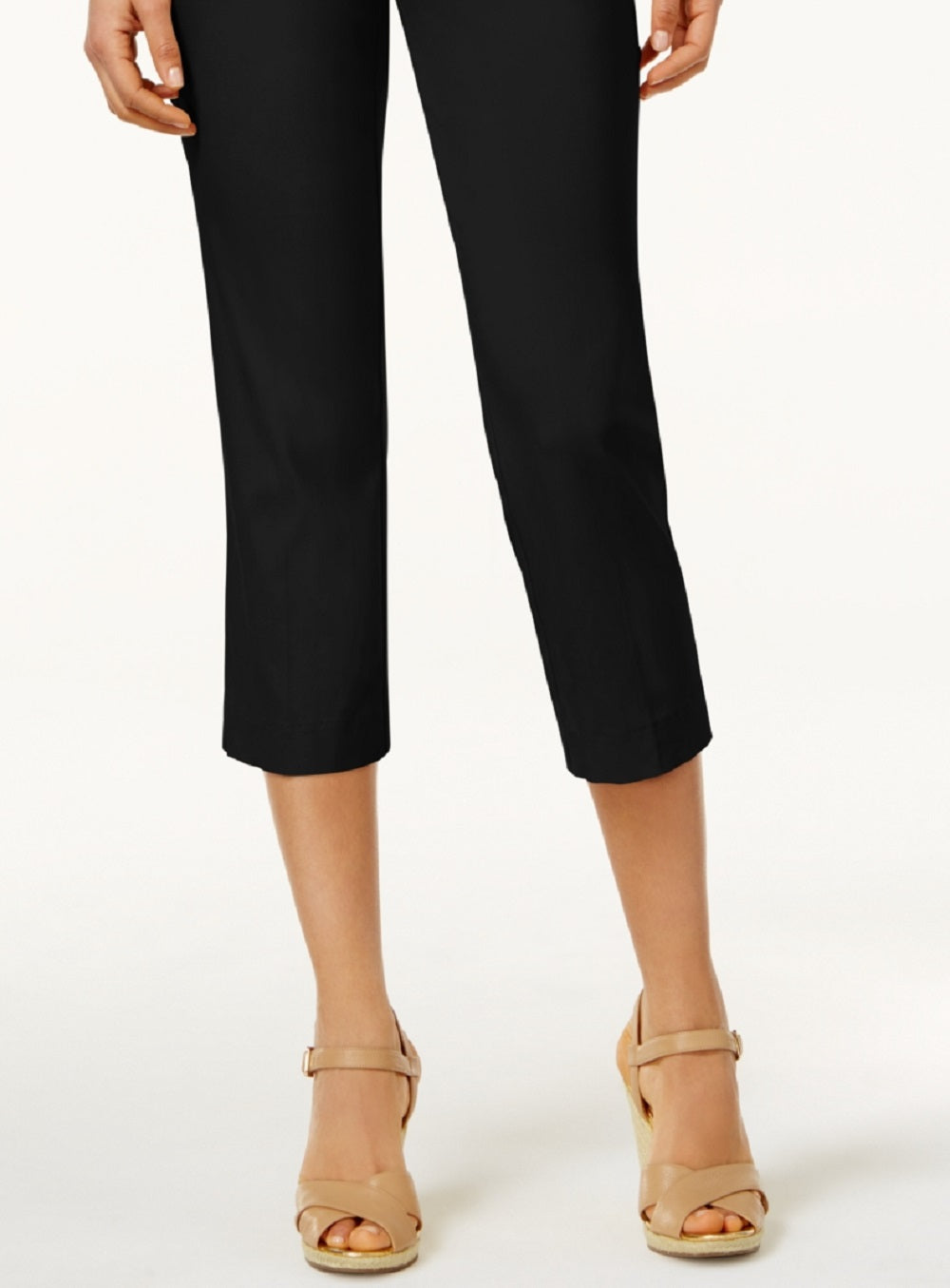 JM Collection Women's Embellished Pull On Capri Pants Black Size Large