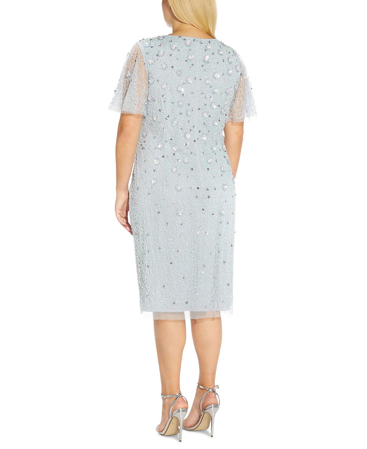 Adrianna Papell Women's Beaded Sequined Dress Blue Size 20W