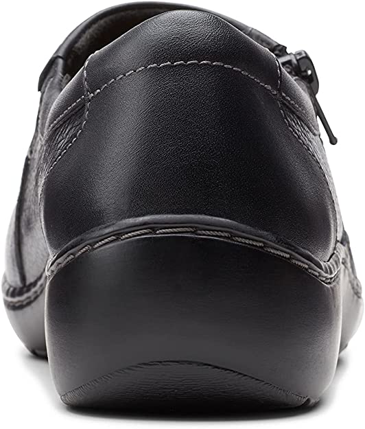 Clarks Women's Cora Giny Cushioned Zip Loafer Flats Black Size 8 M