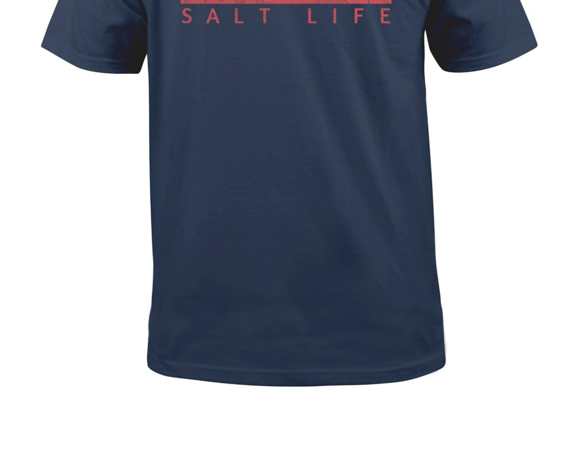 Salt Life Men's Sailing Flag Short Sleeve Pocket T-shirt Blue Size Large