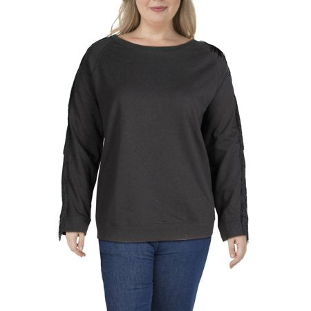 Levi s Womens Plus Reese Fringe Crew Neck Sweatshirt Black 1X
