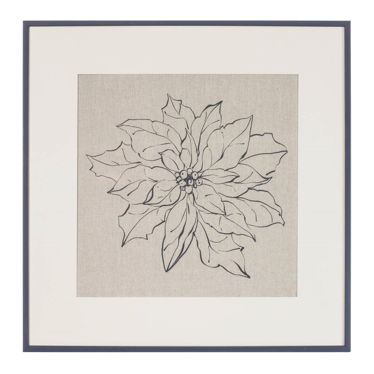 Framed Poinsettia Print Under Glass 20"SQ