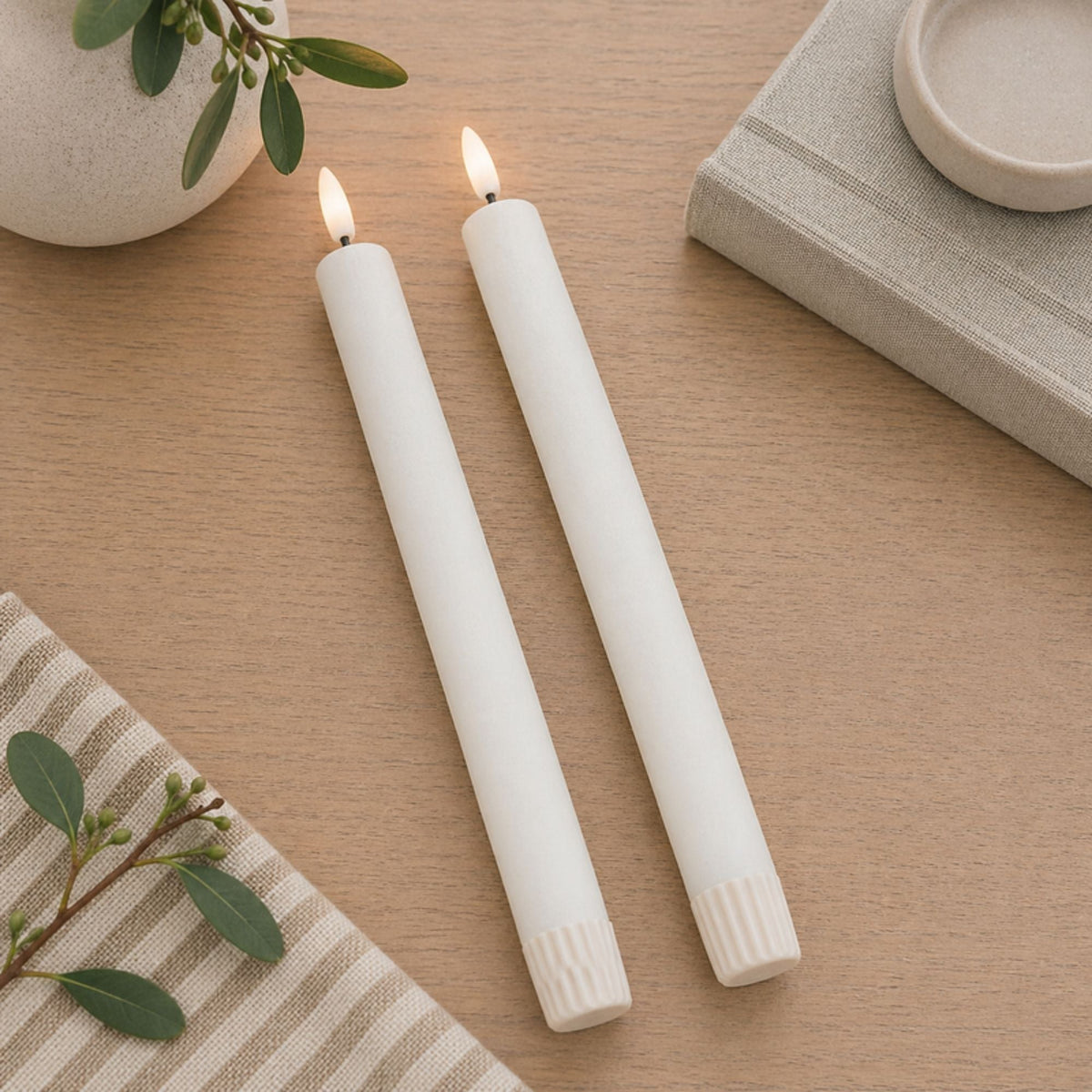 FIA Wick White Taper Candle (Set - 2)