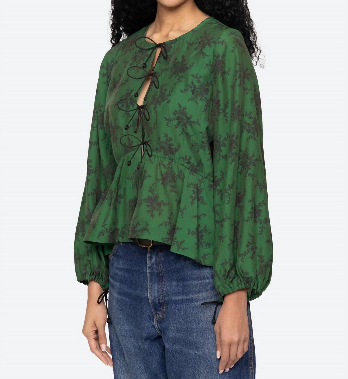 Sea - Joan Print Tie Front Top