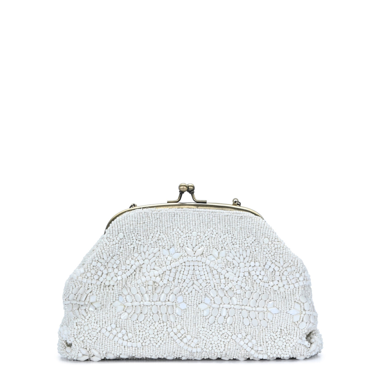 Akira Beaded Metal Frame Clutch