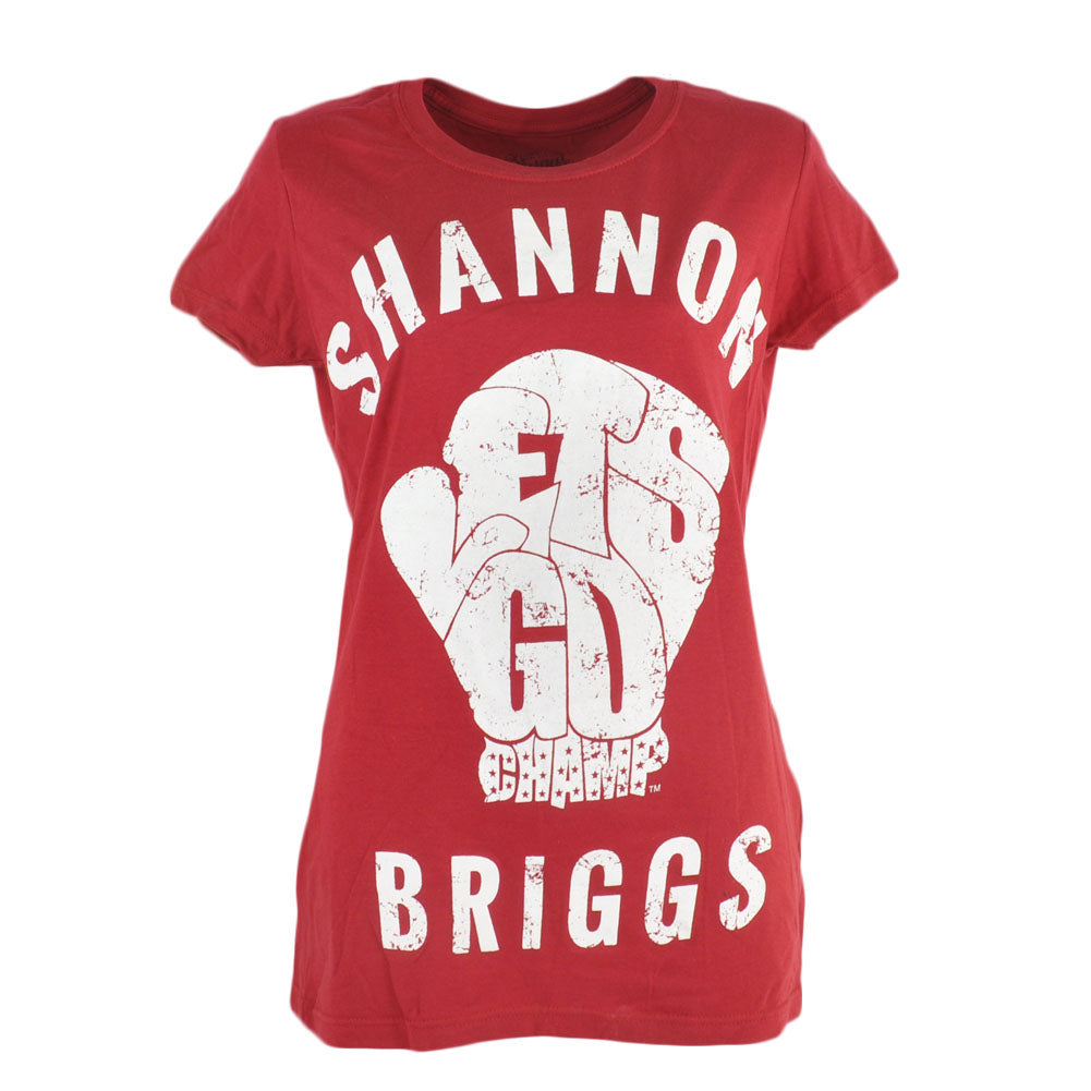 The Cannon Shannon Briggs T-shirt Tee Red Distressed Lets Go Champ Womens LG