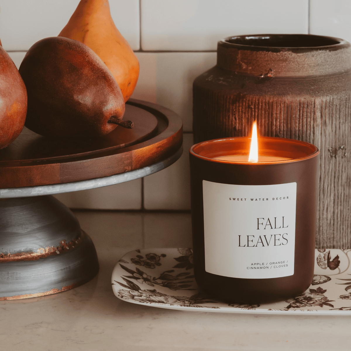 Fall Leaves Soy Candle - Brown Matte Jar - 15 oz