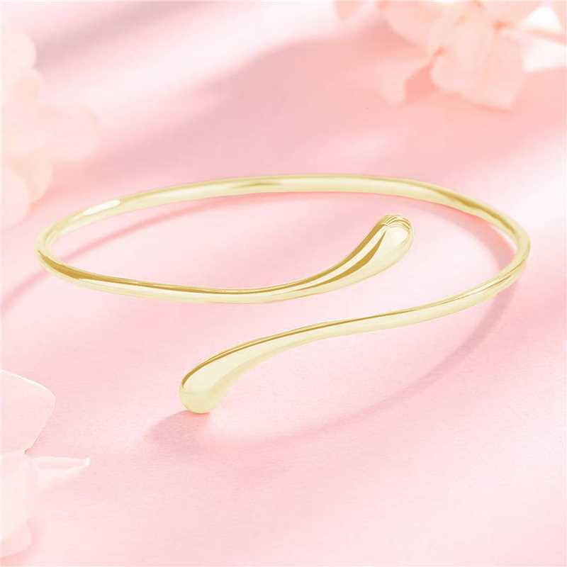 14K Gold Water Drop Bangle Bracelet