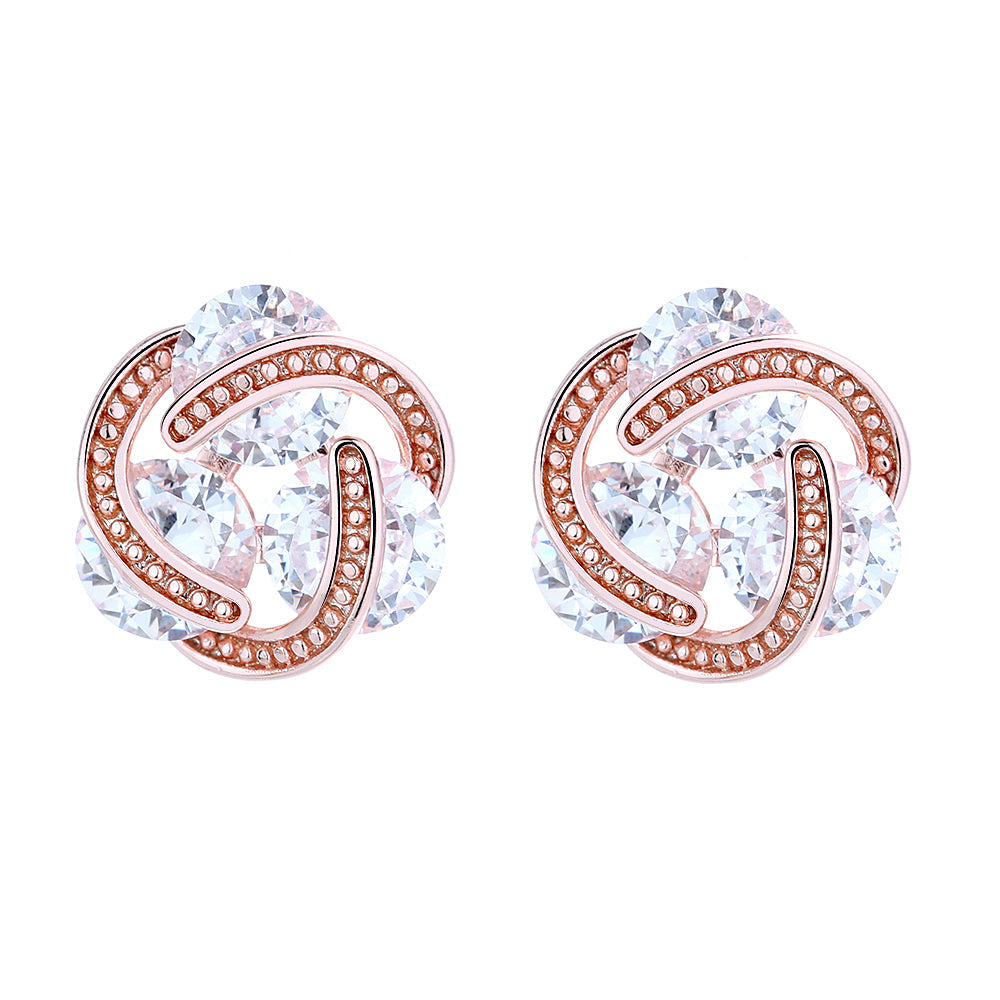 Amy and Annette 14k and Sterling Silver Floating Stones Caged Earrings with Crystals