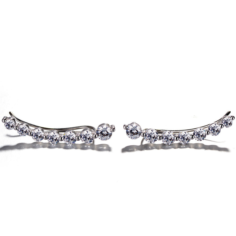 14K White Gold or 14K Rose Gold Crystal Climber Crawler Earrings