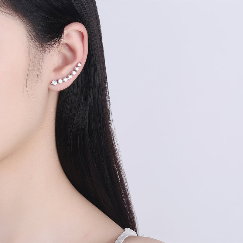 14K White Gold or 14K Rose Gold Crystal Climber Crawler Earrings