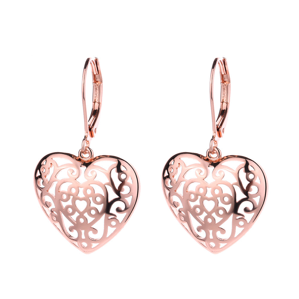 14K Gold and Sterling Silver Filigree Heart Earring