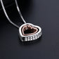 18K White and Rose Gold Two-Tone Crystal Heart Necklace Inscribed "Love You"
