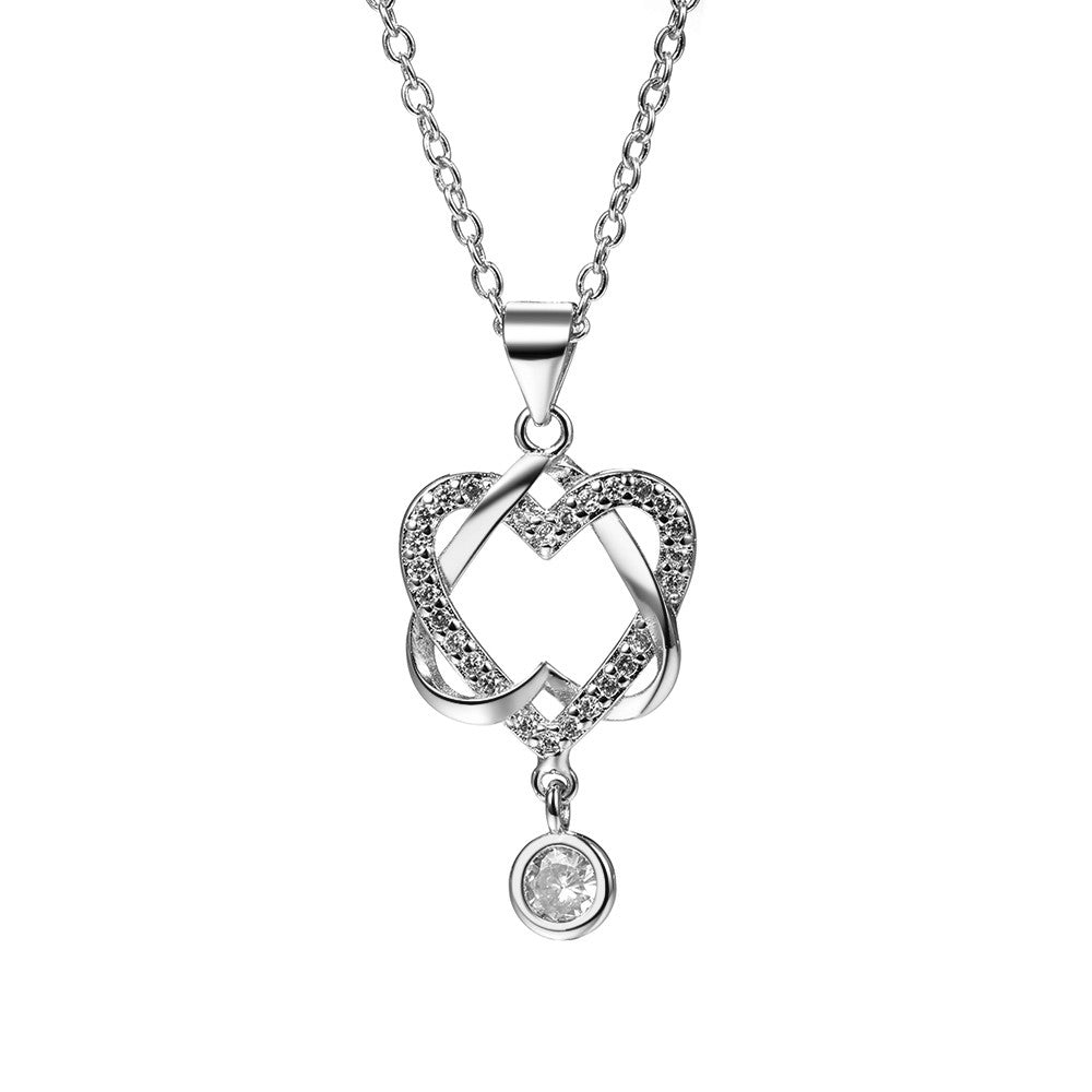 Amy and Annette 18K Gold Heart Pendant Necklace with crystals