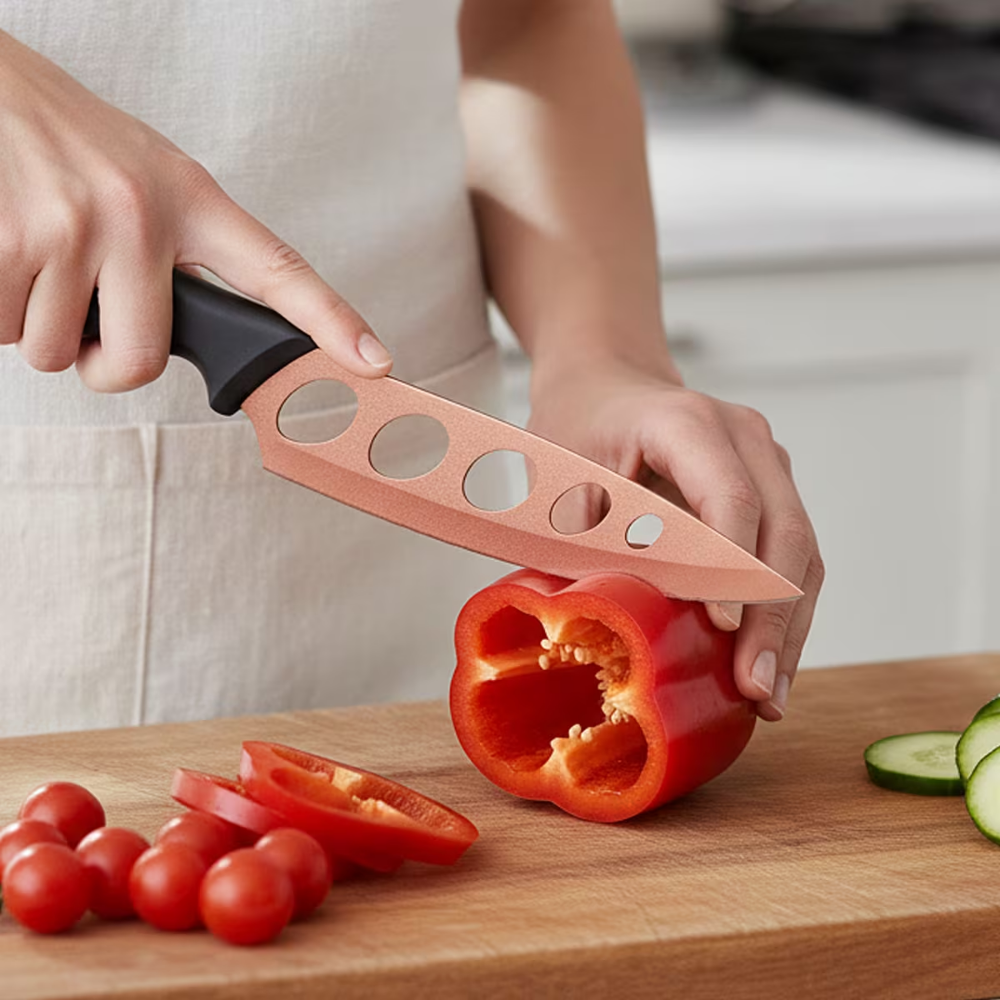 Copper Knife – 2 Pack  Never Needs Sharpening | Stainless Steel Blade with Nonstick Copper Coating