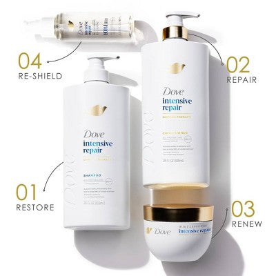 Dove Beauty Intensive Repair Hair Shampoo Pump with Glutamic Amino Serum & Bio-Protein Care 28 fl oz - Imperfect Container