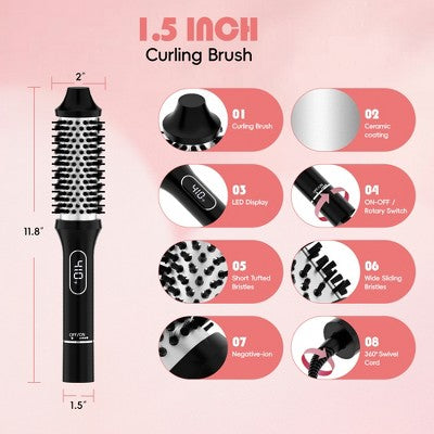 NICEBAY Heated Thermal Brush, Electric Curling Brush & Round Brush Styler with Anti-Scald Nylon Bristles - Imperfect Box