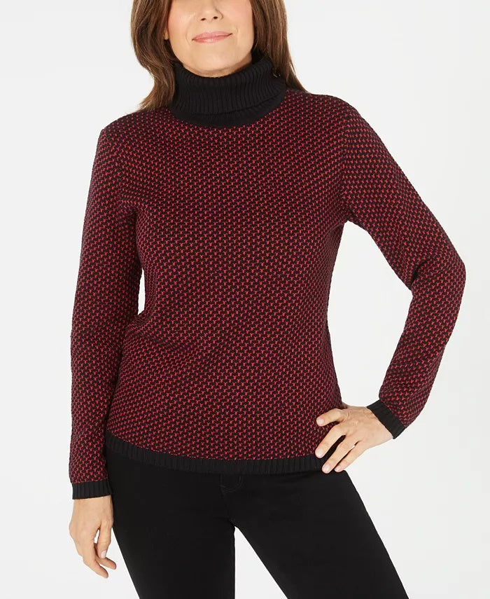 Karen Scott Women's Cotton Turtleneck Sweater Red Size Petite Small