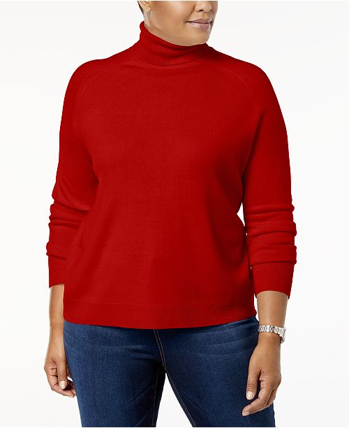 Karen Scott Women's Turtleneck Luxsoft Sweater Red Size 3X