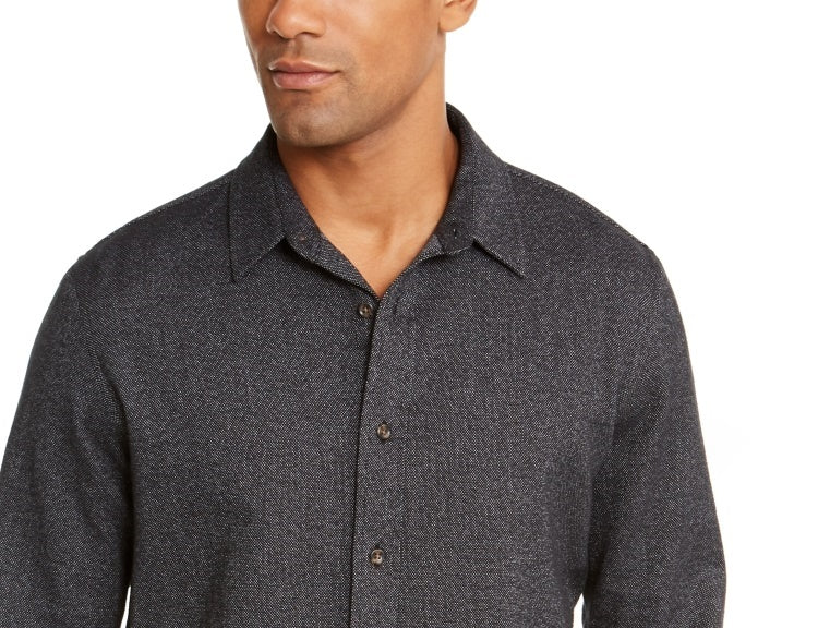 American Rag Men's Matt Regular Fit Brushed Twill Shirt Black Size Small
