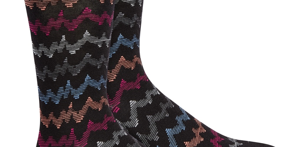 Perry Ellis Men's Chevron Socks Black Size Regular