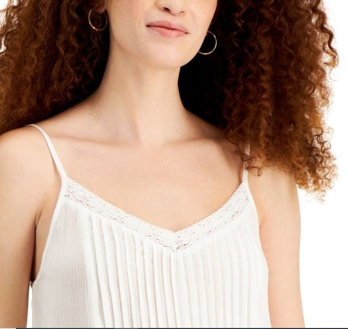 Planet Gold Junior's Adjustable Lace Trim Camisole White Size X-Small