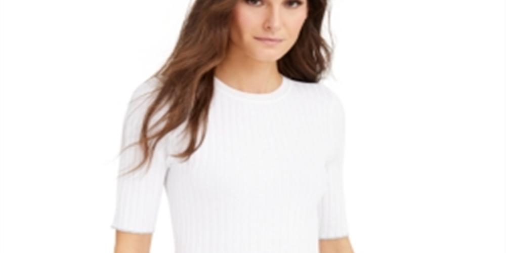 INC International Concepts Women's Ribbed Pullover Sweater White Size Medium