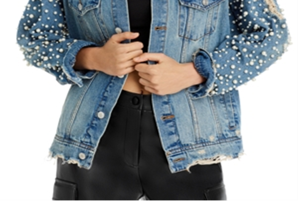 Sunset & Spring Embellished Denim Jacket Blue Size S