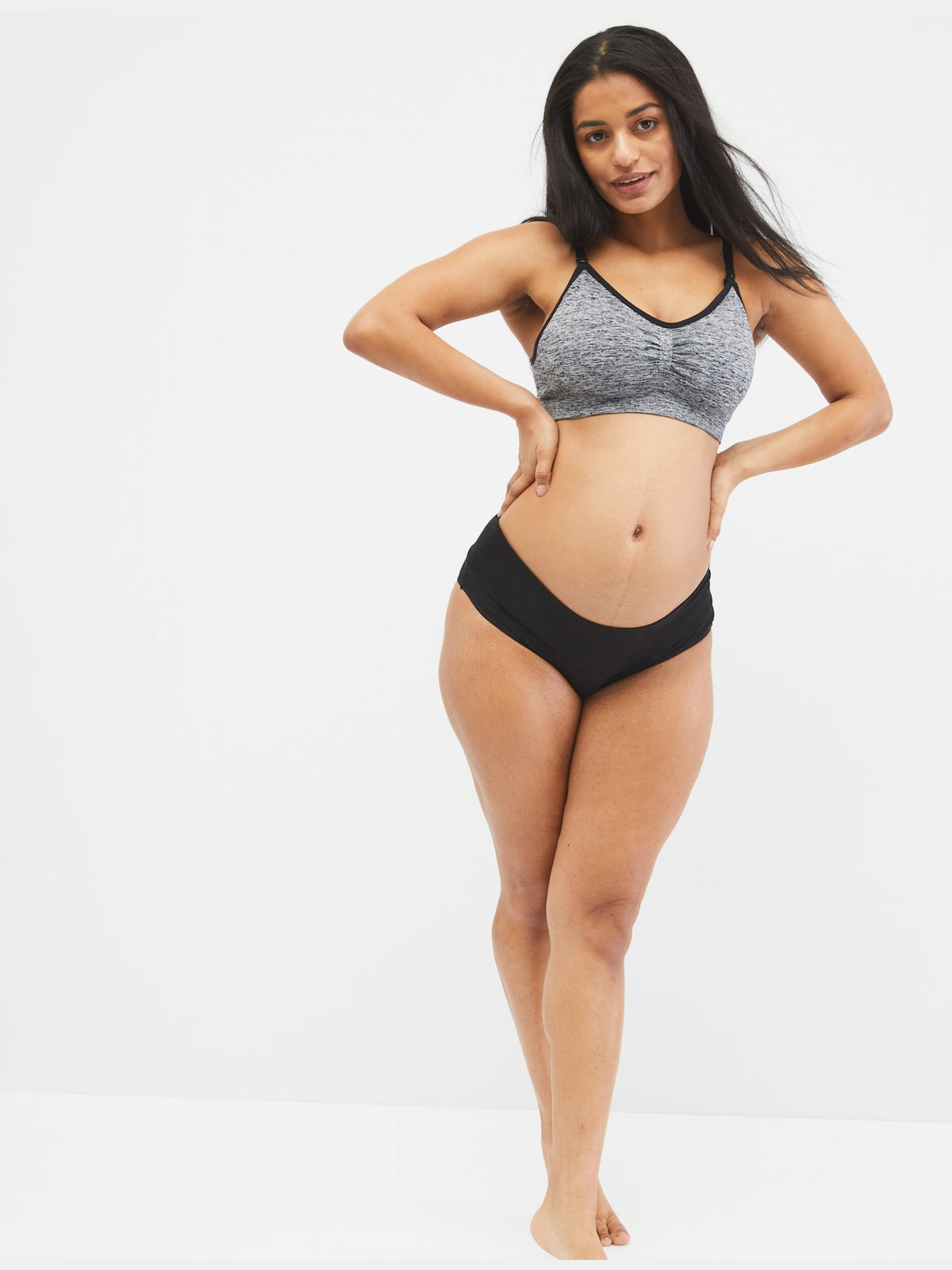 Motherhood Maternity Seamless Full-Coverage Clip-Down Nursing Bra Black Size L