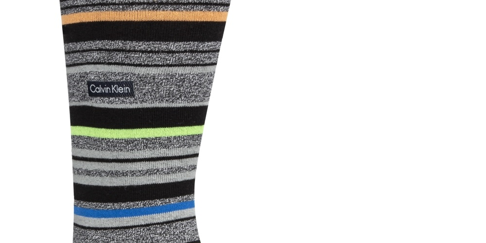Calvin Klein Men's Striped Crew Socks Black Size Regular