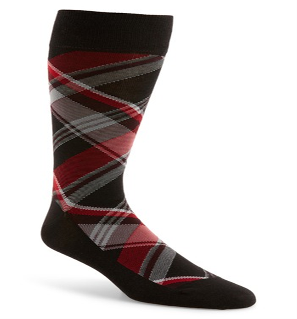 Cole Haan Men's Plaid Lightweight Crew Socks Gray-Blue - Size 7-11