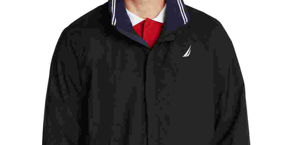 Nautica Men's Anchor Bomber Jacket Charcoal Size Large