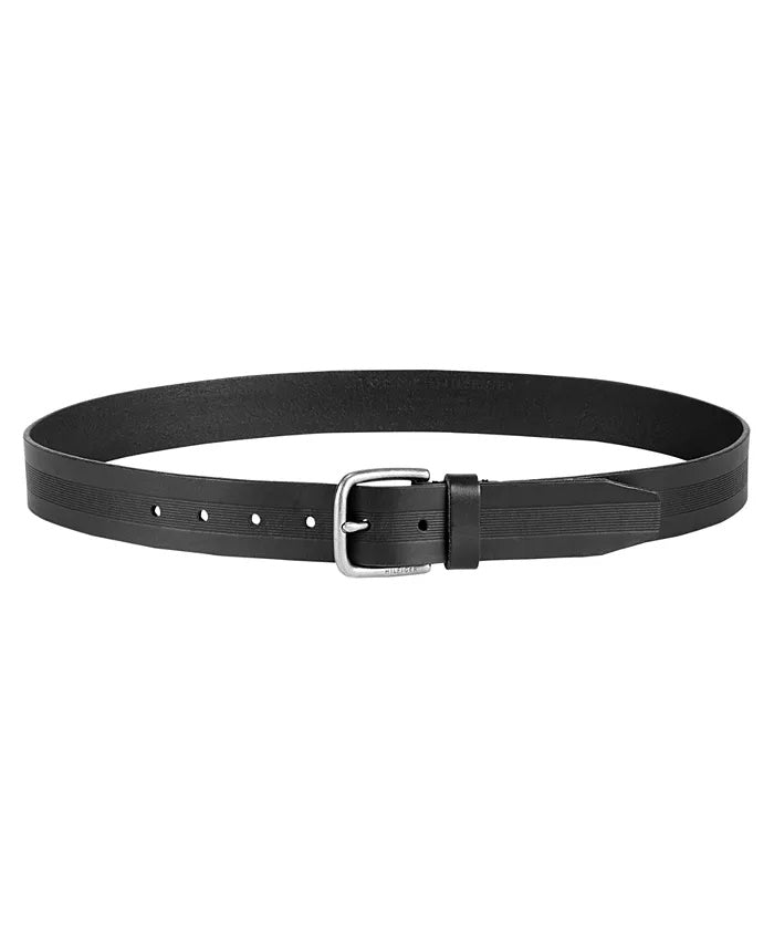Tommy Hilfiger Men's Embossed Leather Casual Belt Black Size Large