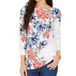 Charter Club Women's Polka Dot Floral Print Top White Size X-Small