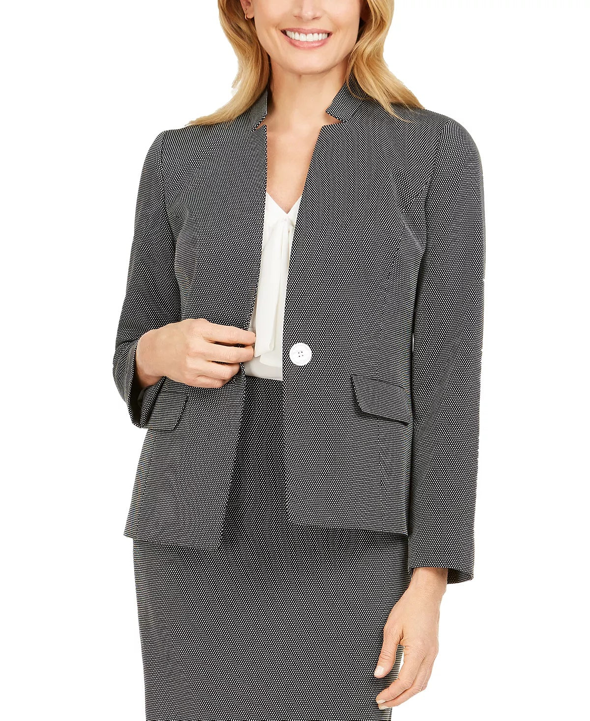 Kasper Women's Pindot Inverted Collar Blazer Black Size 10