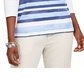 Karen Scott Women's Striped Sequined Seashell Top White Size X-Small