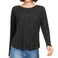 Almost Famous Junior's Crave Fame Cozy Twist Back Ribbed Top Black Size X-Small