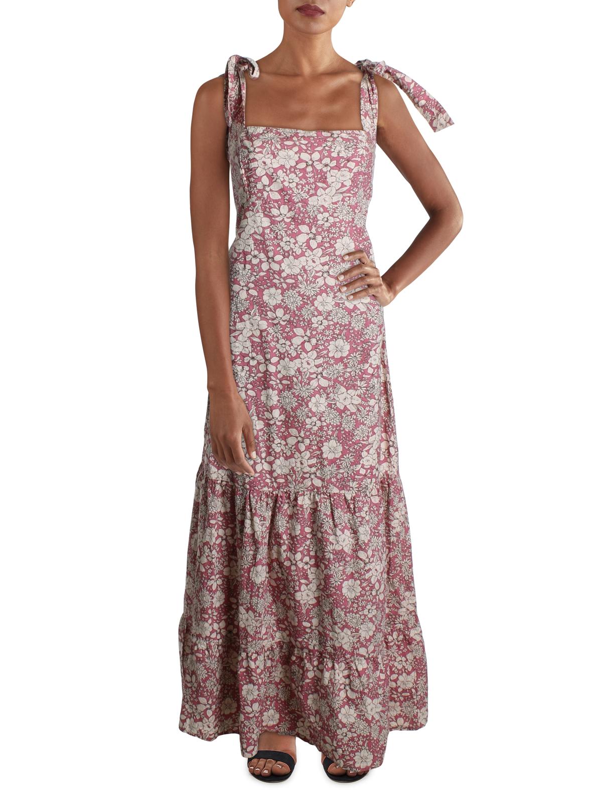 Free People Women's In The Fields Floral Print Sleeveless Maxi Dress Pink Size Medium