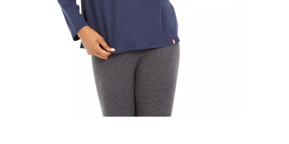 Tommy Hilfiger Women's Sport Logo Long Sleeve Shirt Gray Size X-Large