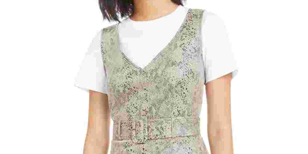 Bar III Women's Faux Suede Snake Print Mini Dress Snake Size XX-Large