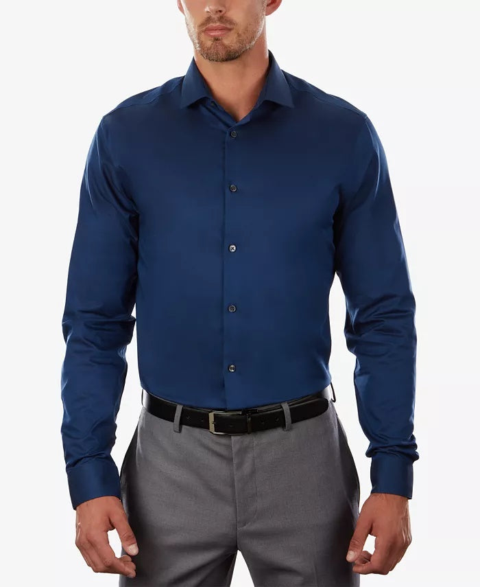 Calvin Klein Men's Dress Shirt Extreme Slim Fit Button-Down Blue Size 15X34-35